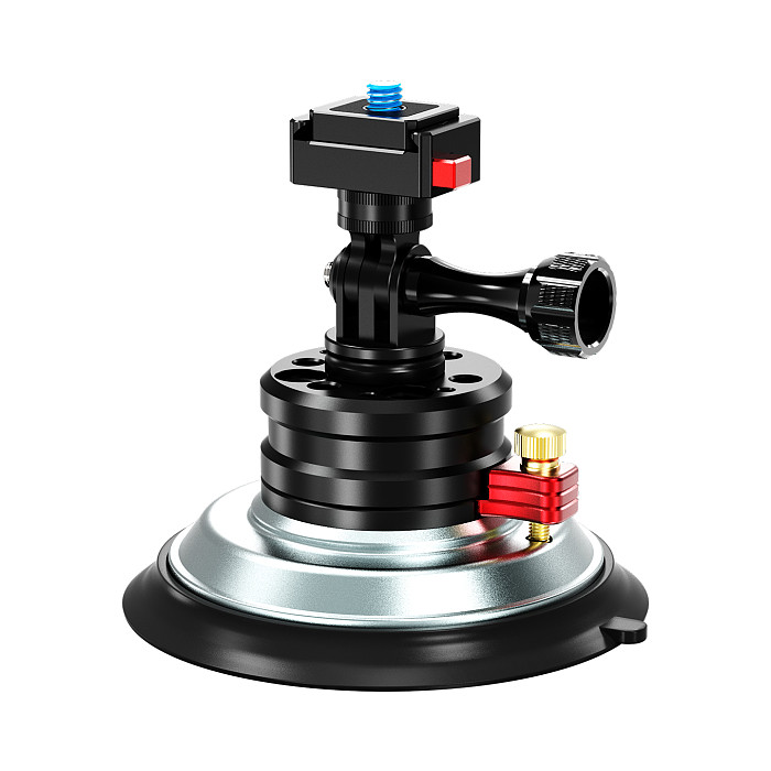 4-Inch Aluminum Vacuum Suction Cup Mount with 1/4  Swivel - 20KG Holding Force, One-Press Quick Release, 180° Tilt & 360° Rotation, Compatible with DJI Osmo Action 6/5/Osmo 360/Pocket 4P, Insta360 Ace Pro/X6/X5/Luna, GoPro Hero 13