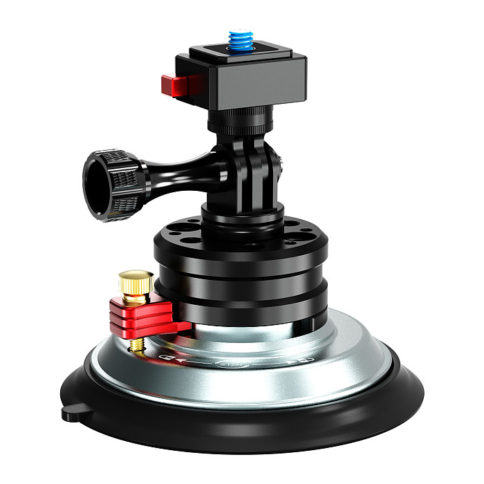 4-Inch Aluminum Vacuum Suction Cup Mount with 1/4  Swivel - 20KG Holding Force, One-Press Quick Release, 180° Tilt & 360° Rotation, Compatible with DJI Osmo Action 6/5/Osmo 360/Pocket 4P, Insta360 Ace Pro/X6/X5/Luna, GoPro Hero 13
