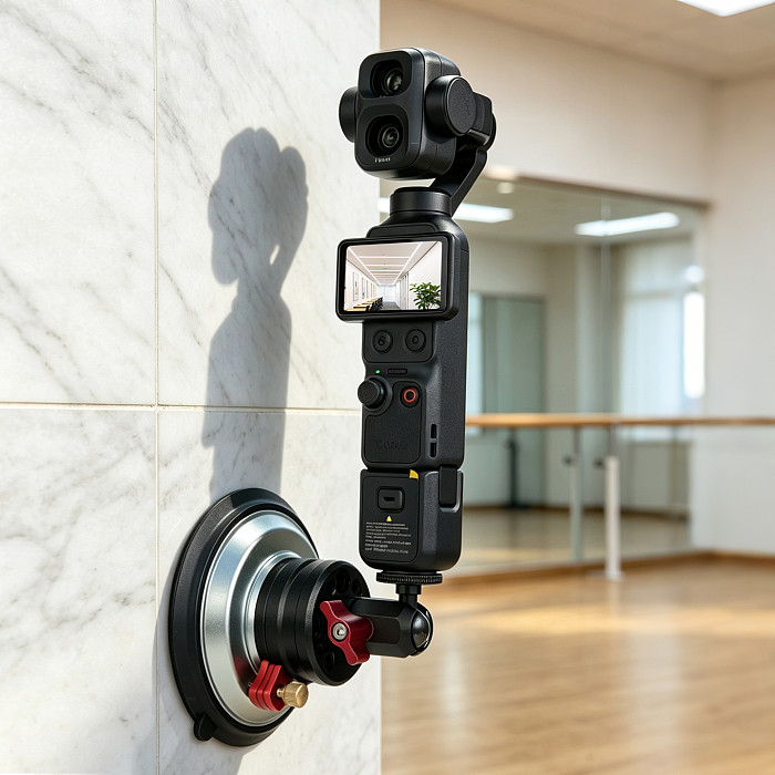 1/4  Ball Head Vacuum Suction Cup Mount - 20KG Holding Force, One-Press Quick Release, Silicone Base for Glass & Car Surfaces, Compatible with GoPro DJI Osmo 360 II Insta360 Luna Ultra/X5/X4/X3