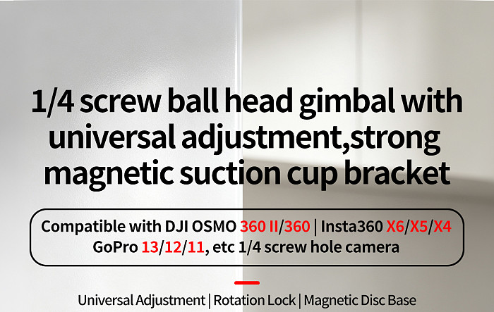 66mm Rubber-Coated Strong Magnetic Mount with 1/4  Ball Head Snail Cloud Head - 360° Swivel Universal Mounting Base for Metal Surfaces, Compatible with DJI Osmo Action 6/5/Osmo 360/Pocket 4P, Insta360 Ace Pro/X6/X5/Luna Ultra, GoPro Hero 13 and Other 1/4  Thread Devices