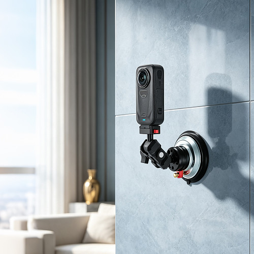 Aluminum Alloy 4 Inch Vacuum Suction Cup, Triple Anti-drop Lock, Quick Install, Omni-directional Adjustment, 1/4 Screw, 20KG Vertical Suction, 180° & 360° Rotation, Photography Mount For DJI OSMO360/ Insta360 Luna Ultra/GoPro Action Camera