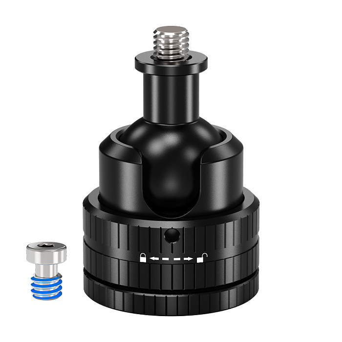 22mm Ball Head C-Clamp Mount - 4KG Load, 1/4  Screw & Arri Locating Hole, 6-34mm Flat / 11-39mm Tube Clamp, Lightweight Aluminum Mount for DJI/Insta360/GoPro & 1/4  Thread Devices