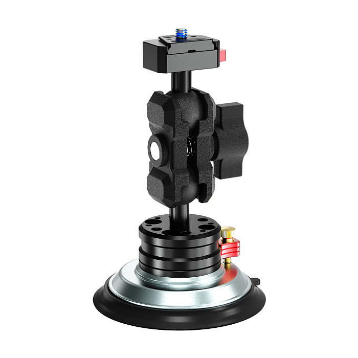 Aluminum Alloy 4 Inch Vacuum Suction Cup, Triple Anti-drop Lock, Quick Install, Omni-directional Adjustment, 1/4 Screw, 20KG Vertical Suction, 180° & 360° Rotation, Photography Mount For DJI OSMO360/ Insta360 Luna Ultra/GoPro Action Camera