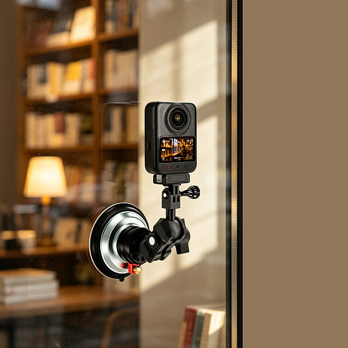 4-Inch Vacuum Suction Cup Mount for Action Cameras - 20KG Vertical Suction, Triple Safety Lock, 360° Swivel, Dual & Triple Prong Adapter for GoPro Hero 13/ DJI Osmo 360 II/Insta360 Luna Ultra/X5/X4/X3