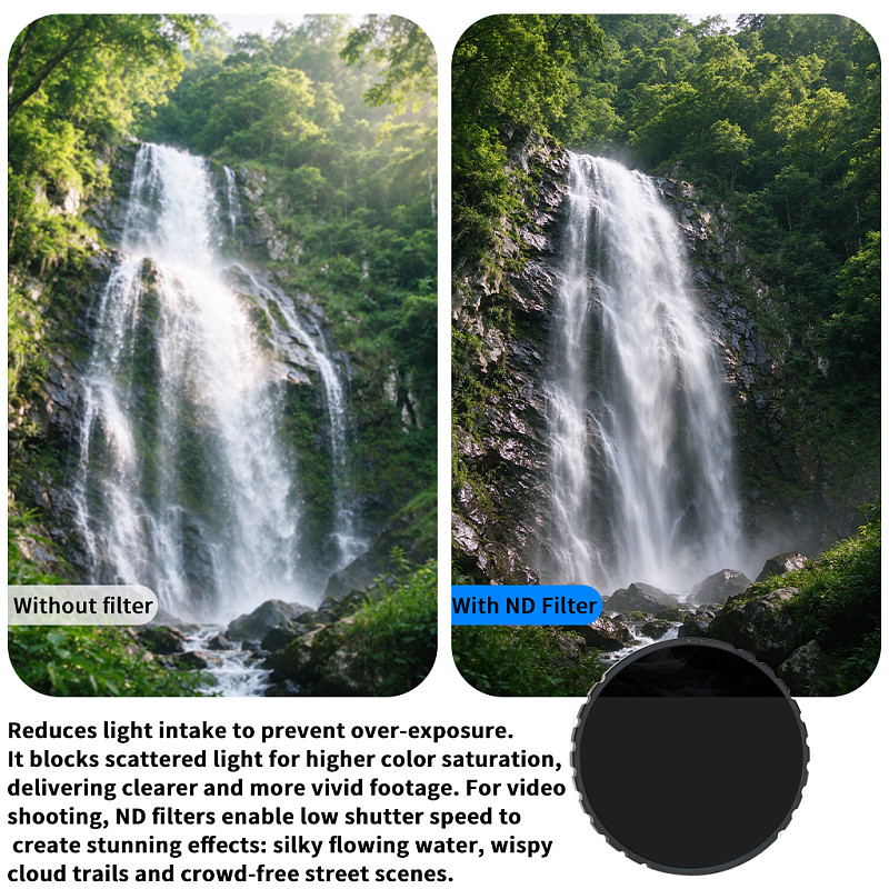 ND1000 Filter For DJI Action 3/4/5Pro Reduce Light Create Motion Blur Cinematic Video Effect