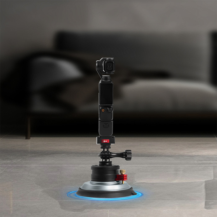 4-Inch Aluminum Vacuum Suction Cup Mount with 1/4  Swivel - 20KG Holding Force, One-Press Quick Release, 180° Tilt & 360° Rotation, Compatible with DJI Osmo Action 6/5/Osmo 360/Pocket 4P, Insta360 Ace Pro/X6/X5/Luna, GoPro Hero 13