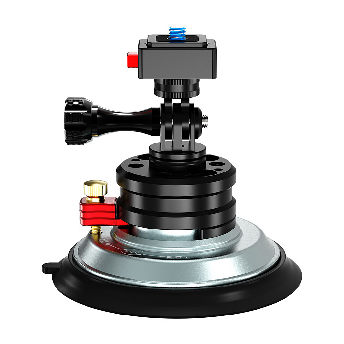 4-Inch Aluminum Vacuum Suction Cup Mount with 1/4  Swivel - 20KG Holding Force, One-Press Quick Release, 180° Tilt & 360° Rotation, Compatible with DJI Osmo Action 6/5/Osmo 360/Pocket 4P, Insta360 Ace Pro/X6/X5/Luna, GoPro Hero 13