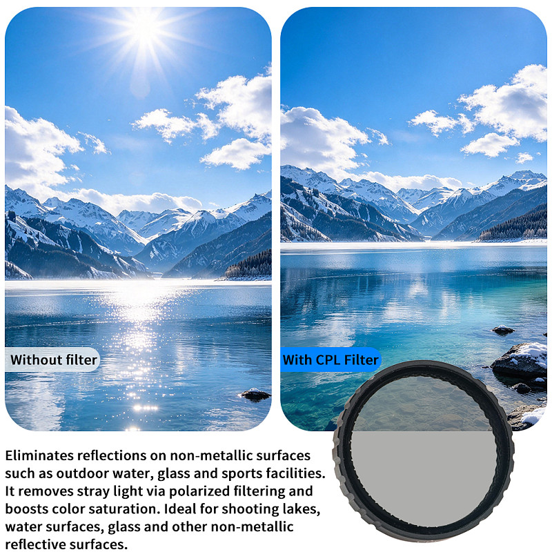 CPL Polarizer Filter For Action5 Pro/4/3 Action Camera Rotatable Lens Reduce Reflections Boost Contrast Landscape Shot