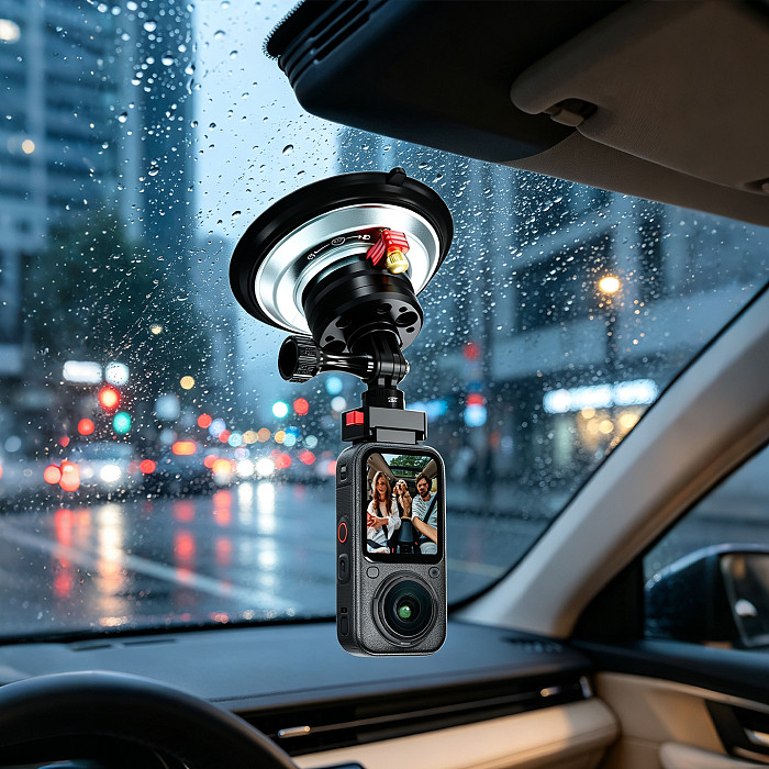 4-Inch Aluminum Vacuum Suction Cup Mount with 1/4  Swivel - 20KG Holding Force, One-Press Quick Release, 180° Tilt & 360° Rotation, Compatible with DJI Osmo Action 6/5/Osmo 360/Pocket 4P, Insta360 Ace Pro/X6/X5/Luna, GoPro Hero 13