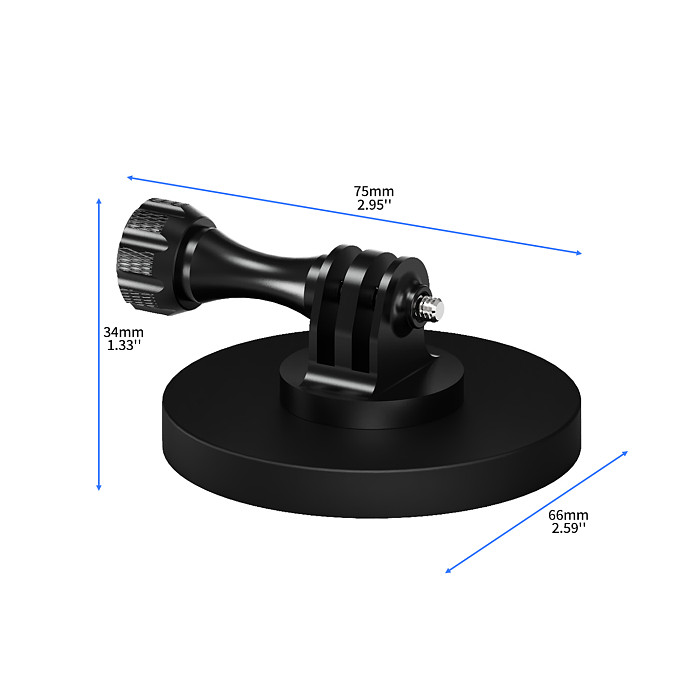 Triple-Prong Action Camera Mount with 66mm Rubber-Coated Strong Magnetic Base - Aluminum Alloy Triple-Prong Adapter, Compatible with Dual-Prong Action Cameras For DJI Osmo Action 6/5/Osmo 360/Pocket 4P/Insta360 Ace Pro/X6/X5/Luna Ultra, GoPro Hero 13 and Other Dual-Prong Accessories