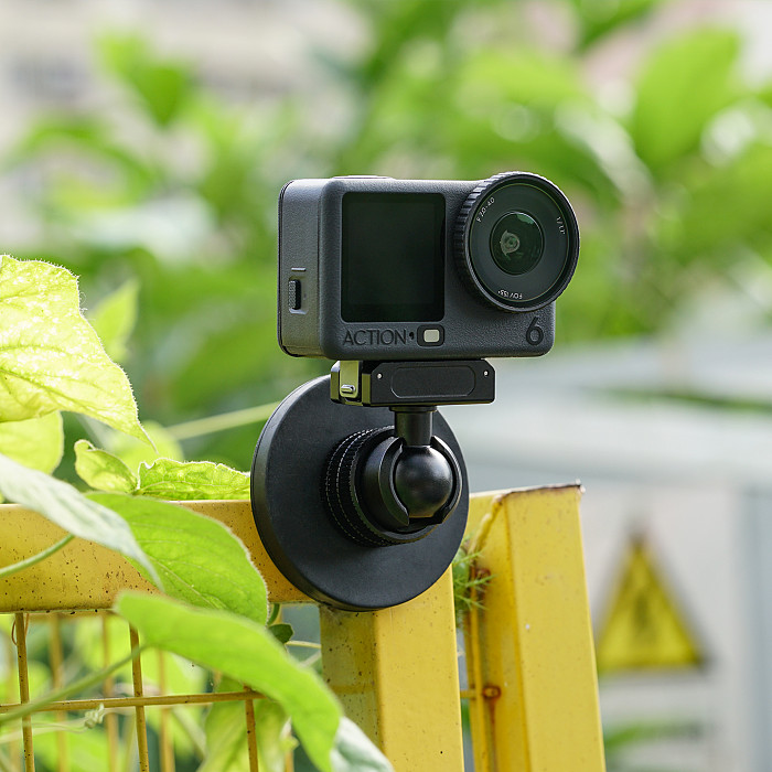 Aluminum 22mm Ball Head Magnetic Mount - 66mm Rubber-Coated Base, 4KG Load, 1/4  Screw Post, Fits Metal Surfaces, Compatible with GoPro Hero 13/ DJI Osmo Action/Osmo 360/ Insta360 Ace/X6