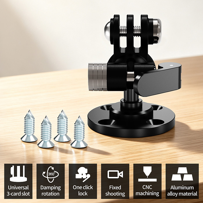 Aluminum Alloy Action Camera Triple-Prong Mount with 360° Adjustable Extension - Compatible with Dual-Prong Action Cameras For DJI Osmo Action 6/5/Osmo 360/Pocket 4P/ Insta360 Ace Pro/X6/X5/Luna Ultra/ GoPro Hero 13 and Other Dual-Prong Accessories