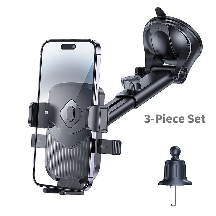Car Phone Holder Auto Lock Dashboard Mount 360° Rotation Suction Cup 