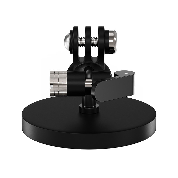 Action Camera Triple-Prong Mount with 66mm Rubber-Coated Strong Magnetic Base - 17mm Ball Head Universal Damping Adjustment, One-Click Locking, Compatible with DJI Osmo Action 6/5/Osmo 360/Pocket 4P/Insta360 Ace Pro/X6/X5/Luna Ultra/ GoPro Hero 13 and Other Dual-Prong Accessories