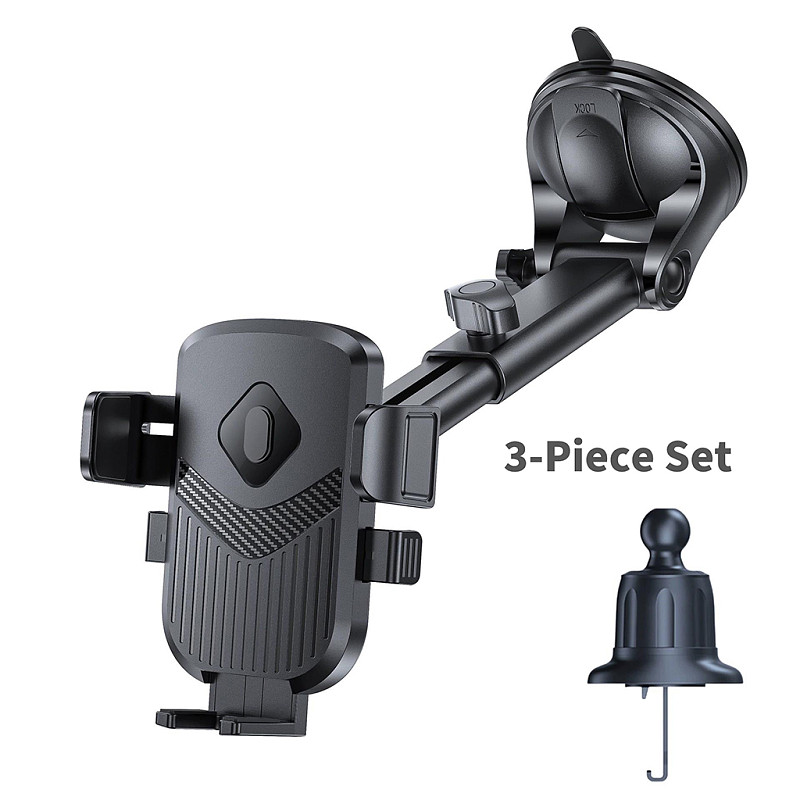 Car Phone Holder Auto Lock Dashboard Mount 360° Rotation Suction Cup 
