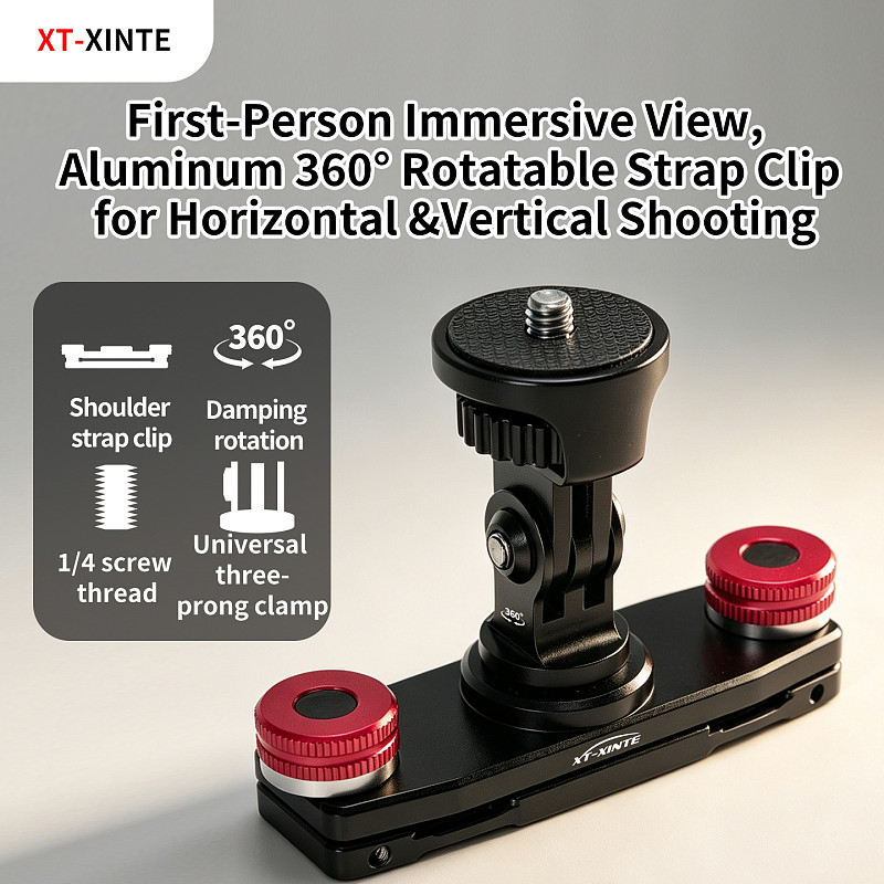Quick Release Backpack Shoulder Strap Clip Waist Belt Mount, Outdoor Action Camera Quick Mount Base, 0-60mm Width & 1-9mm Thickness Clamp, Compatible with Insta360 Invisible Selfie Stick