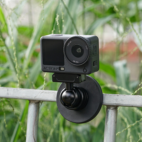 Aluminum 22mm Ball Head Magnetic Mount - 66mm Rubber-Coated Base, 4KG Load, 1/4  Screw Post, Fits Metal Surfaces, Compatible with GoPro Hero 13/ DJI Osmo Action/Osmo 360/ Insta360 Ace/X6