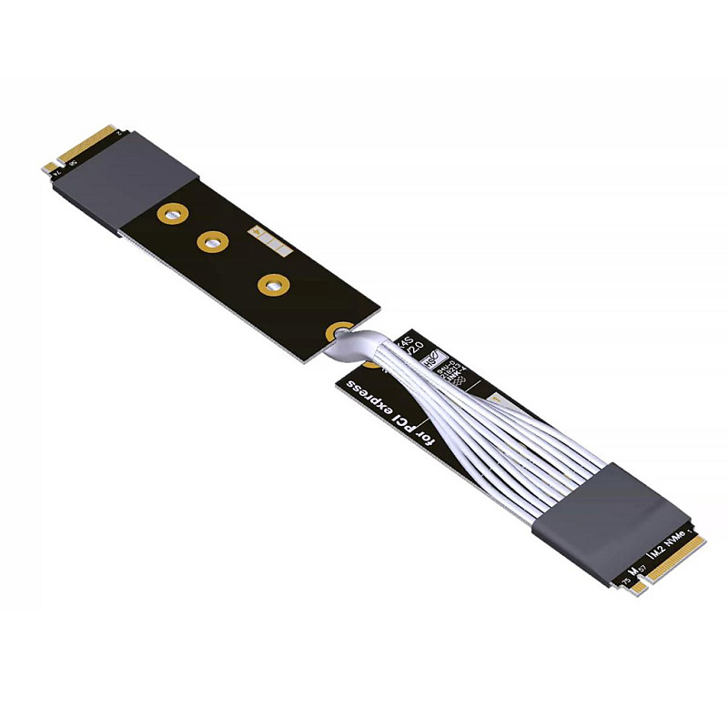ADT-LINK M.2 NVMe x4 PCIe 5.0 Full-Speed Direct-Connect Switching Extension Cable - Gen5 Male-to-Male Extender, High-Temperature NVMe PCIe 5.0 x4 128Gbps Extension Cable for M.2 NVMe SSD
