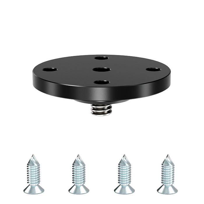 Aluminum Alloy 1/4  Screw Fixed Mount Base - Photography Magic Arm Desktop Fixed Disc with M4 Self-Tapping Screw Holes, Compatible with Magic Arms, Articulating Arms and Other 1/4  Thread Accessories, Suitable for Desktop and Wall Installation
