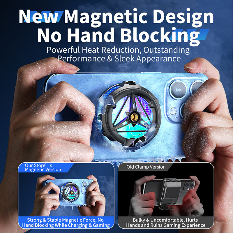 Semiconductor Phone Cooler - 3-Speed Refrigeration, Silent No Cold Hands, Universal Back Clip with Stand for Gaming & Live Streaming, Fits All Major Phones