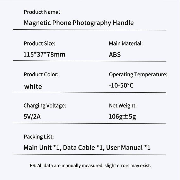 Magnetic Phone Shooting Grip with Detachable Compatible-Bluetooth Remote, 10M Remote Control for Zoom, Photo Video Capture, Portrait & Landscape Switch, Built-in 1/4 Inch Screw Hole, Desktop Stand, Compatible with iOS Android Phones, Work with Tripod Selfie Stick