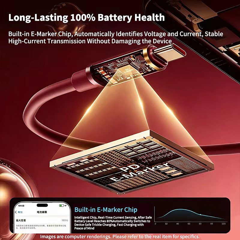 100W PD Smart Power-Off Silicone Charging Cable - Auto Cut-Off When Fully Charged to Protect Battery, Soft Liquid Silicone Fast Charging Data Cable for iPhone 17/Huawei/ Android Devices（1M Grey version）