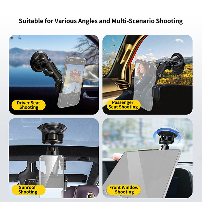 Metal Vacuum Triple Suction Cup Car Phone Holder, For Windshield Dashboard Navigation