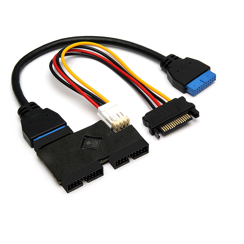 Mainboard USB3.0 19PIN one-to-two hub built-in independent chip dual port simultaneous interpreting drive free plug