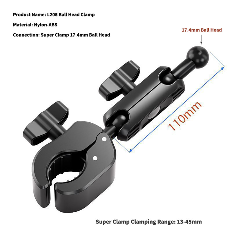 Universal Dual-Ball Crab Claw Clamp Mount - 360° Adjustable Bracket for Phone & Action Camera, Heavy-Duty Holder for Cycling & Outdoor Shooting
