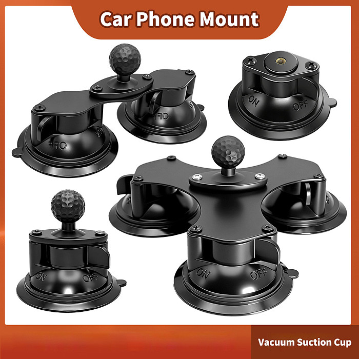 Metal Vacuum Triple Suction Cup Car Phone Holder, For Windshield Dashboard Navigation
