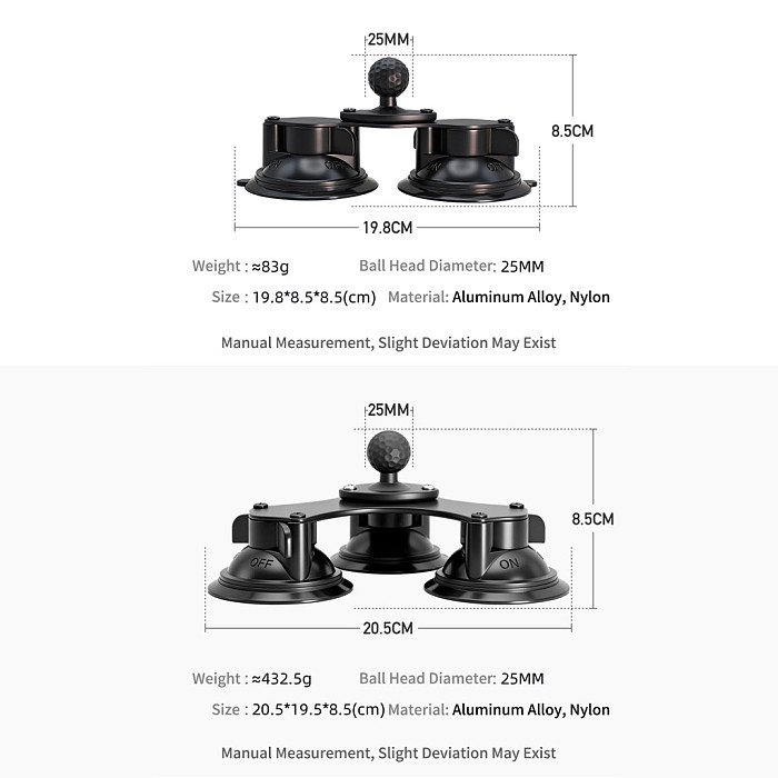 Metal Vacuum Triple Suction Cup Car Phone Holder, For Windshield Dashboard Navigation
