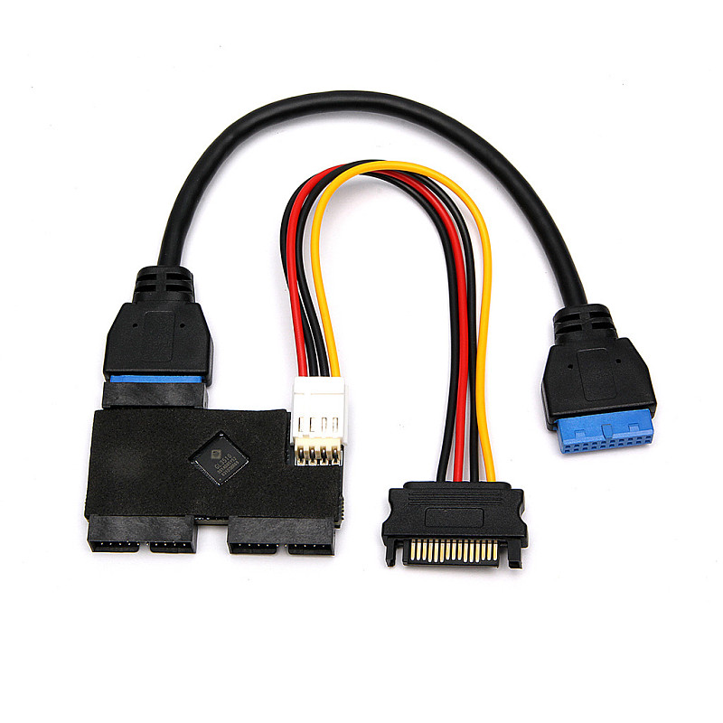 Mainboard USB3.0 19PIN one-to-two hub built-in independent chip dual port simultaneous interpreting drive free plug