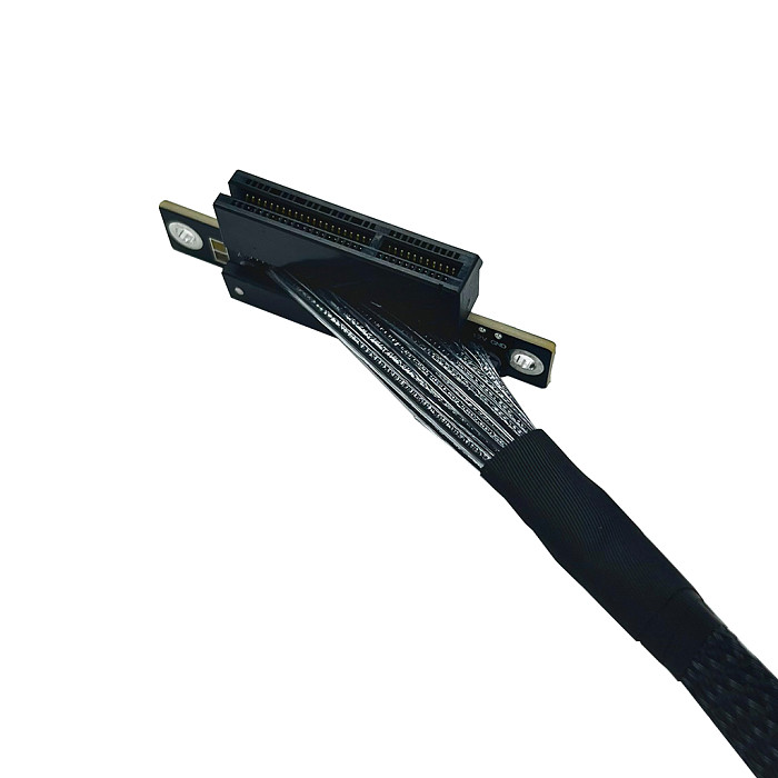 (ADT-LINK) PCIe 5.0 x4 Gen5 Riser Cable with Dual Reverse Side-Bend Design - High-Speed Lossless Soft Ribbon Cable for Network Cards, Hard Drives and USB Cards