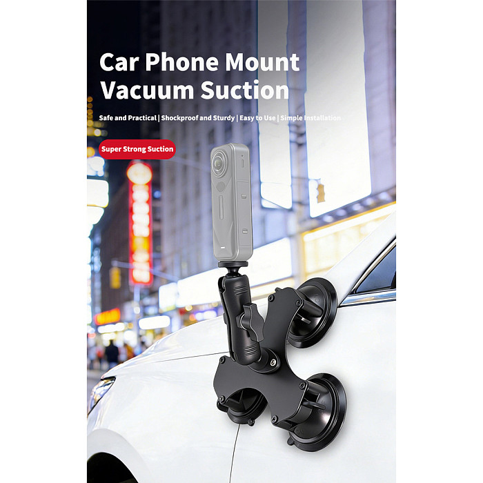 Metal Vacuum Triple Suction Cup Car Phone Holder, For Windshield Dashboard Navigation