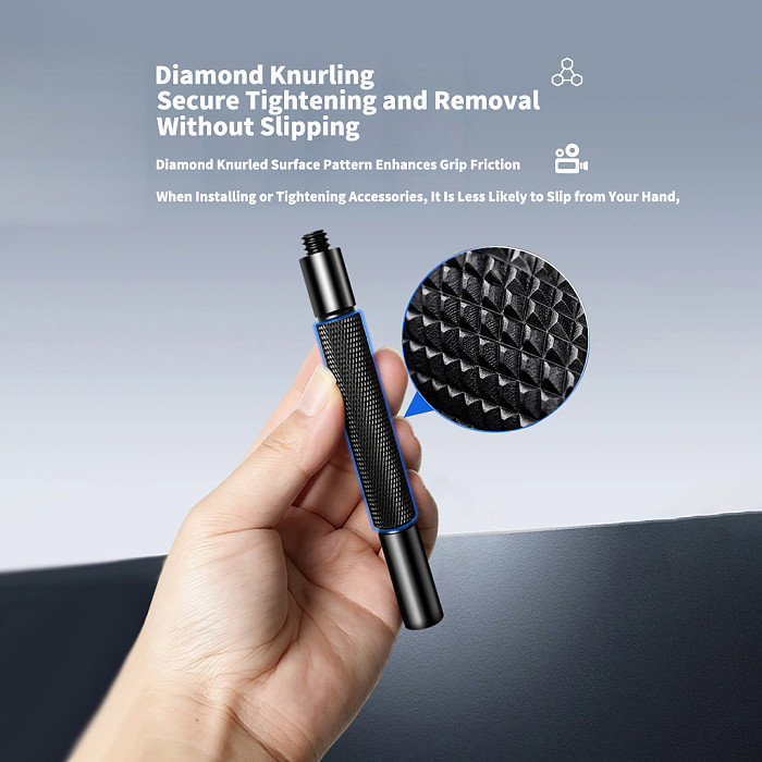 Aluminum Alloy 1/4  Thread Extension Rod with Suction Cup Mount & Quick Release Plate - Universal Camera Cage Bracket for Action Cameras, Tripod Photography and Outdoor Shooting