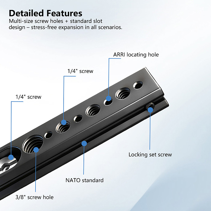 NATO Sliding Bar Bracket Extended Multifunctional NATO Rail Slider ARRI Locating Top Handle Quick-Release Mounting Slide Rail for DSLR Camera Cage Expansion