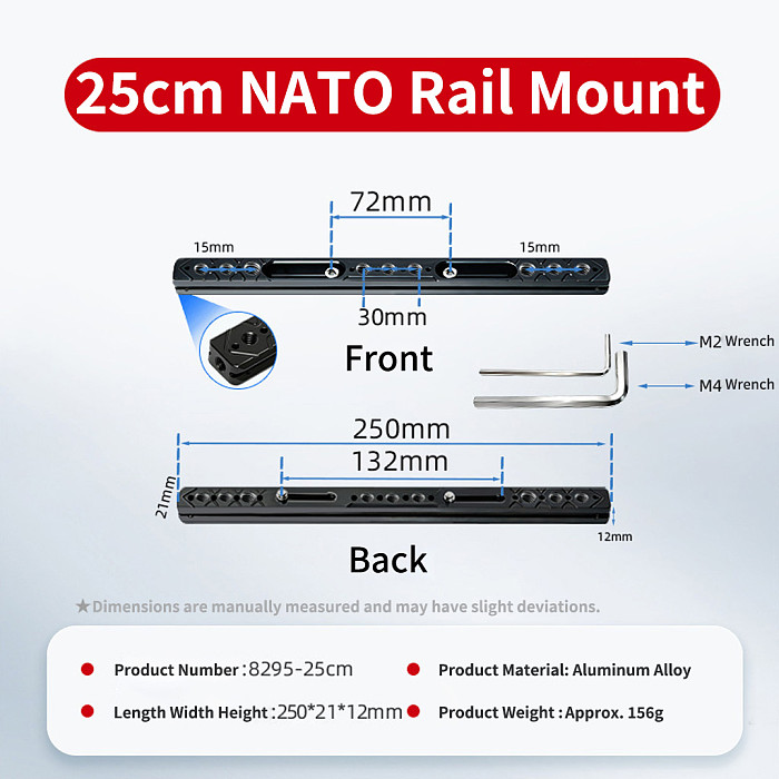 NATO Sliding Bar Bracket Extended Multifunctional NATO Rail Slider ARRI Locating Top Handle Quick-Release Mounting Slide Rail for DSLR Camera Cage Expansion