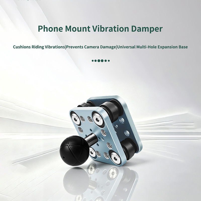 Aluminum Alloy Shock-Absorbing Phone Mount for Motorcycle & Bicycle - Dual Ball Head Anti-Vibration Bracket with Multi-Hole Expansion, Universal Holder for Cycling and Motorcycling