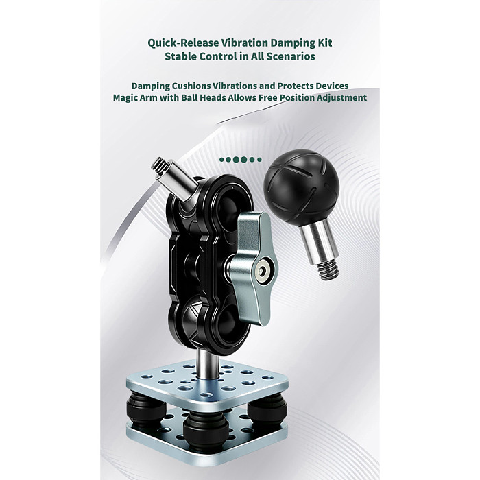 Aluminum Alloy Shock-Absorbing Phone Mount for Motorcycle & Bicycle - Dual Ball Head Anti-Vibration Bracket with Multi-Hole Expansion, Universal Holder for Cycling and Motorcycling