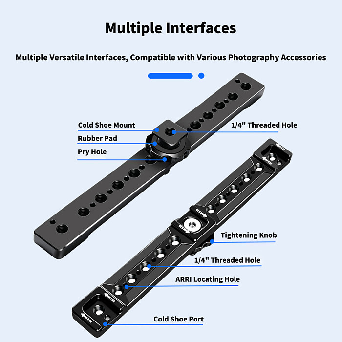 Aluminum 1-to-3 Cold Shoe Extension Bracket with 1/4  Screw - Metal Hot Shoe Base Mount for Microphone, Monitor, Fill Light, Universal Camera Accessory Bracket for Vlogging and Photography