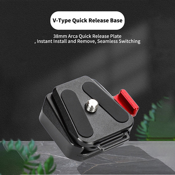 V-Style Quick Release Clamp Mount with Base Plate - Universal Quick Release Clamp for Tripod Head, DSLR and Action Camera