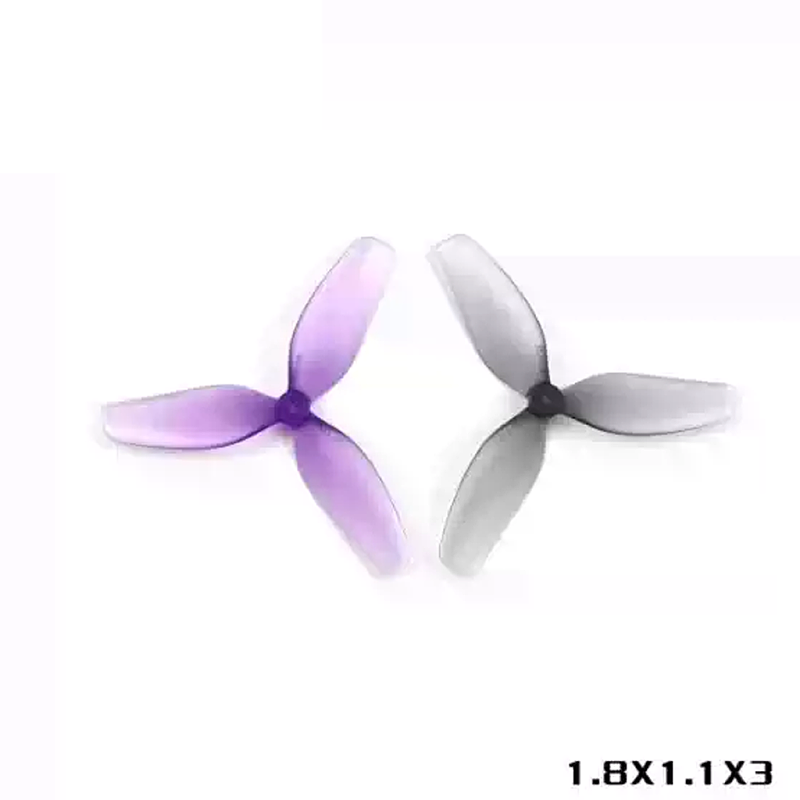 HQProp Ultralight Whoop Prop 1.8x1.1x3 (45mm) - 1.5mm Shaft, 2 CW+2 CCW Gray Tri-Blade Props for Tiny Whoop and Micro FPV Drones
