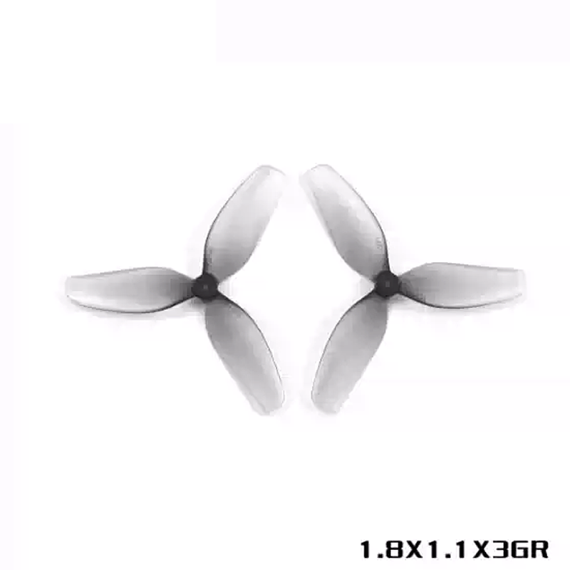 HQProp Ultralight Whoop Prop 1.8x1.1x3 (45mm) - 1.5mm Shaft, 2 CW+2 CCW Gray Tri-Blade Props for Tiny Whoop and Micro FPV Drones