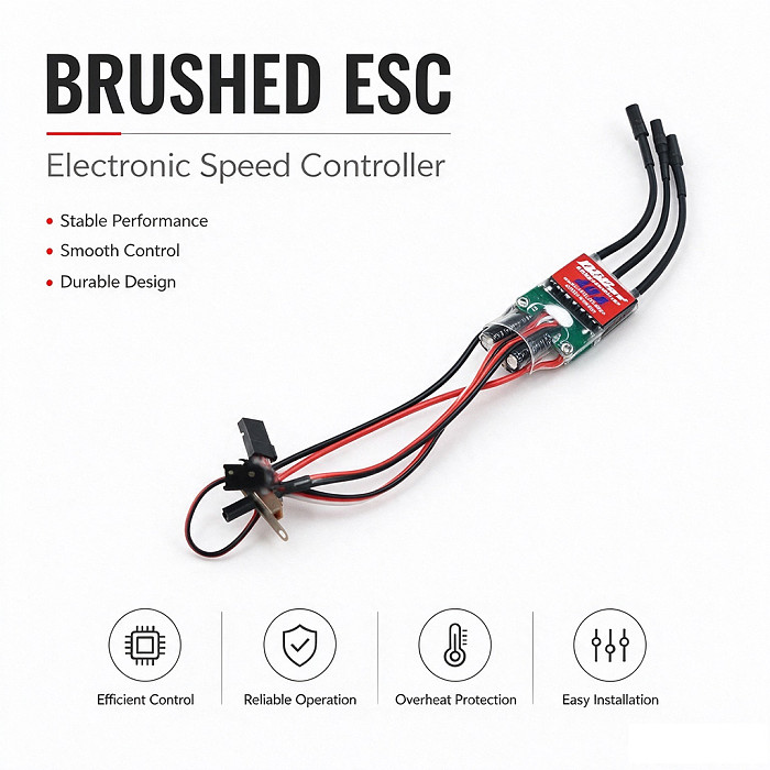 AM32 30A/40A Brushless ESC for 2-4S RC Cars - Low Torque Compensation Programmable Speed Controller Compatible with Mengniu 82/300/99S/78/168 Crawler Models