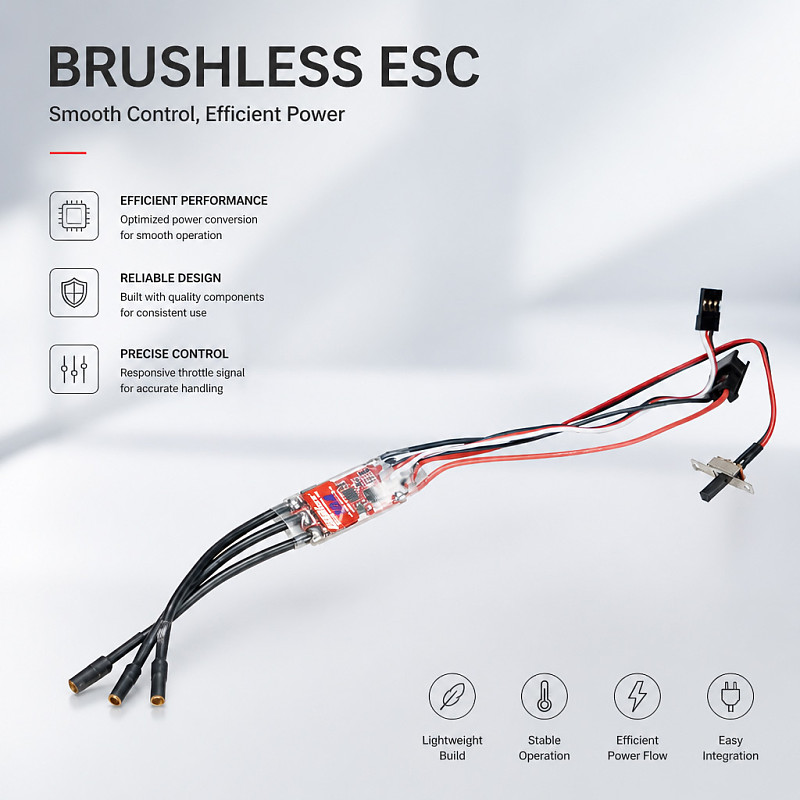 AM32 30A/40A Brushless ESC for 2-4S RC Cars - Low Torque Compensation Programmable Speed Controller Compatible with Mengniu 82/300/99S/78/168 Crawler Models