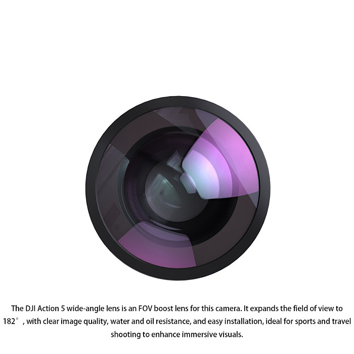 185° Ultra Wide Angle Lens for DJI Action 5 Pro / 4 / 3 - FOV Boost Wide-Angle Filter, Replacement Lens for Action Camera