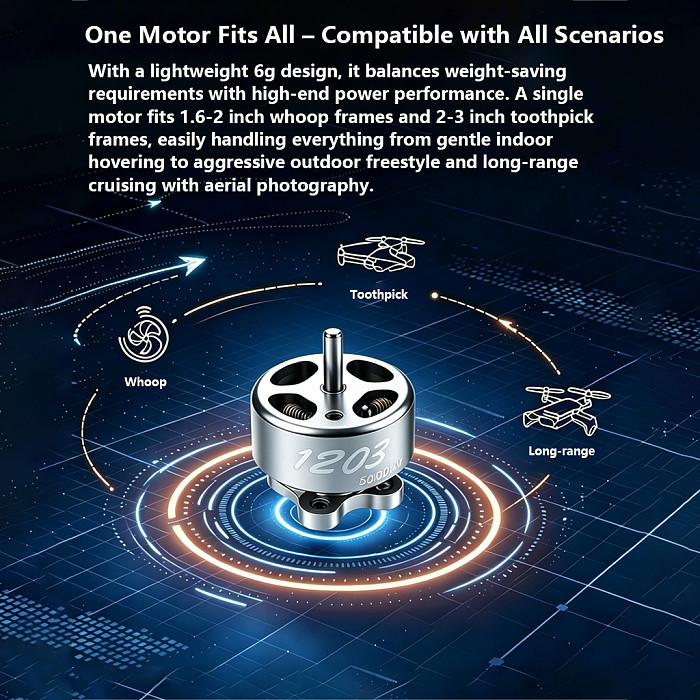 High Performance 1203 5000KV Brushless Motor Voltage Compatible RC FPV Racing Drone Motor Replacement Repair Parts