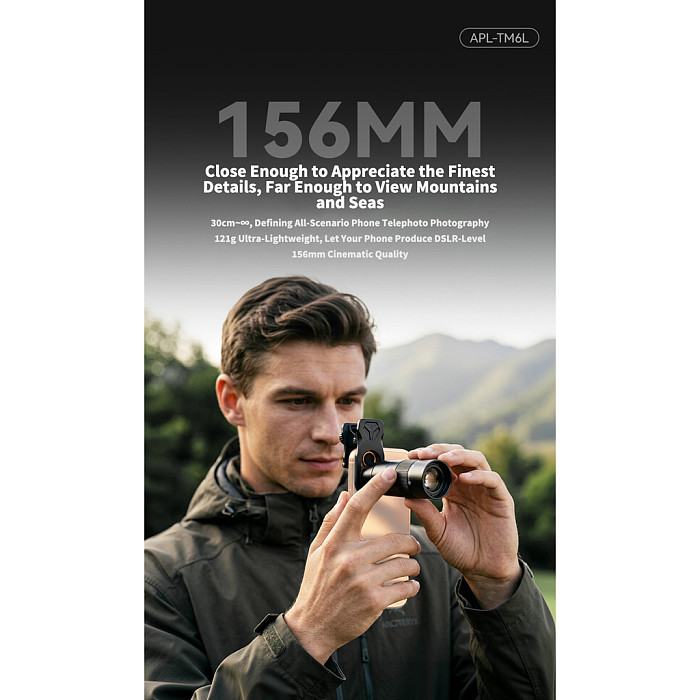 APEXEL 6X Telephoto Phone Lens - 156mm Full Metal Monocular Lens with 17mm Thread Mount, Universal Clip-On Long-Range Lens for Concerts, Sports and Wildlife Photography