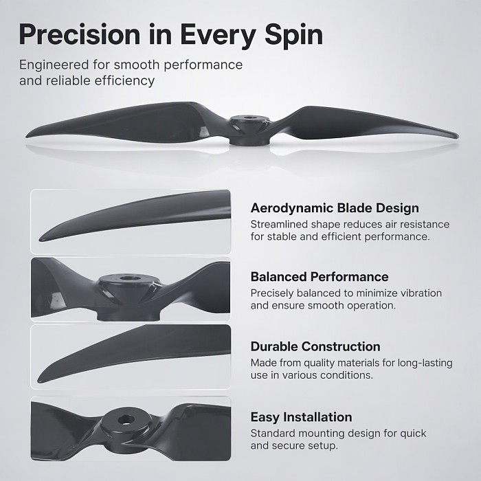 GEMFAN 8X9E/8X9R 2-Blade Propeller - Fiberglass Nylon Electric Prop for 8-Inch FPV Drones and RC Fixed-Wing Aircraft