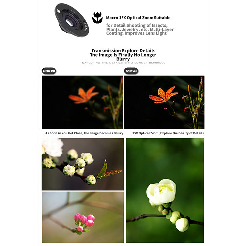 4-in-1 Phone Camera Lens Kit - Wide Angle + Macro + CPL Polarizer + Star Filter, HD Low-Distortion Clip-On Lens for iPhone and Android Smartphones, Universal External Lens for Travel and Vlog